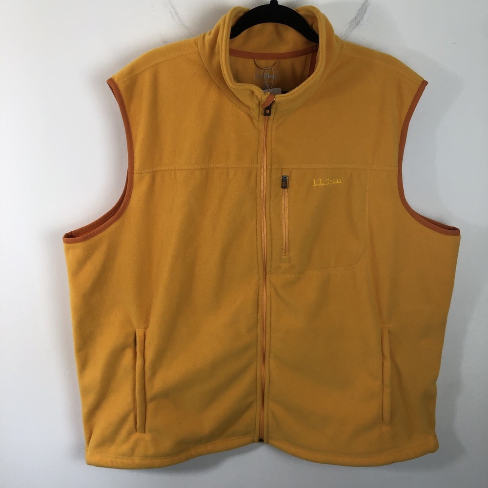 LL Bean Polartec Wind Challenger Fleece Vest Men's Sz XXL Goldenrod Yellow
